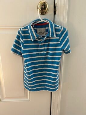 Mini Boden Blue & White Striped Polo Size 4-5